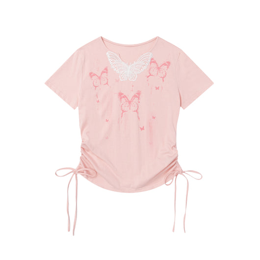 Camiseta Estampado Mariposas Manga Corta para Mujer - Image 3