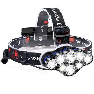 Linterna Frontal LED T6 Recargable USB - Impermeable para Camping y Pesca