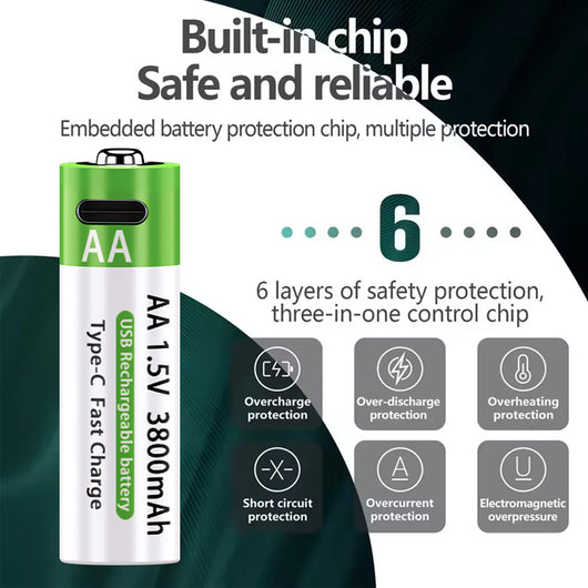 Batería Recargable No 5 de Litio 15V Carga Rápida USB-C AA 3800mAh - Image 17