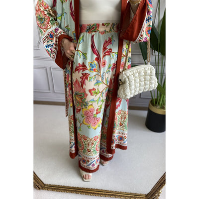 Conjunto Elegante de Camisa Estampada y Pantalón Ancho - Image 12