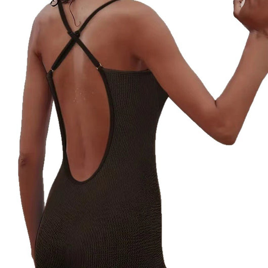 Traje de Baño Enterizo Espalda Descubierta Ajuste Ceñido para Mujer - Image 5