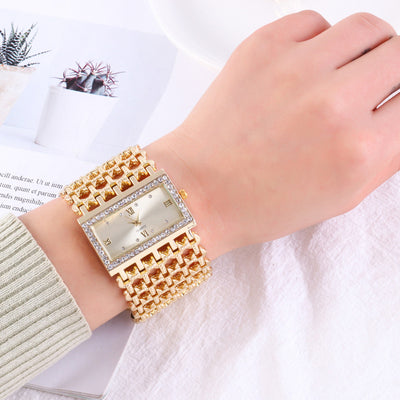 Reloj de Diamantes Cuadrado para Mujer con Banda de Acero y Números Romanos - Image 5