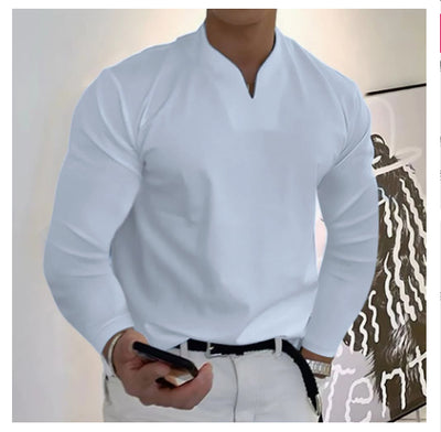 Camiseta Manga Larga Cuello V Transpirable para Hombre - Image 16