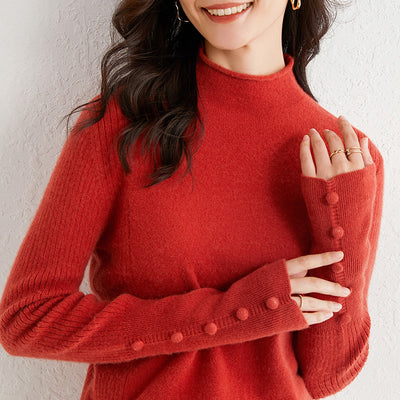 Suéter Tejido con Cuello Alto y Botones - Image 6