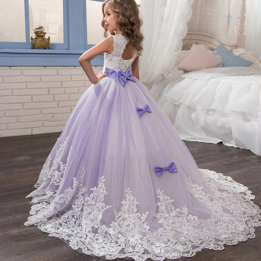 Vestido de Fiesta Infantil con Encaje - Diseño Europa y EE.UU.