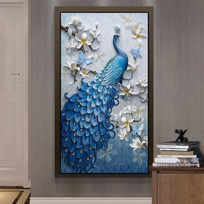 Cuadro de Diamantes 5D Pavo Real Azul - Pintura Decorativa para Porche - Image 5