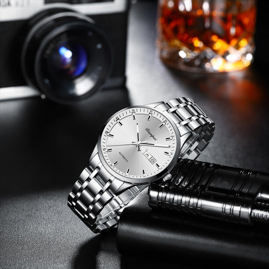 Reloj Mecánico Automático de Acero Inoxidable con Correa de Metal, Resistente al Agua e Iluminación Nocturna - Image 13