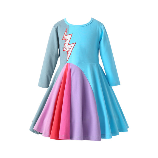 Vestido Infantil Manga Larga con Bordado de Animales Arcoíris - Image 2