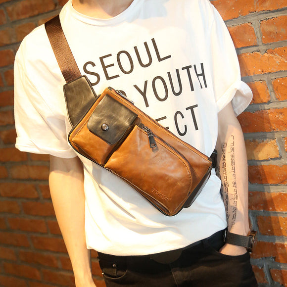 Bolsa de Pecho Retro para Hombre - Bandolera Deportiva Estilo Coreano