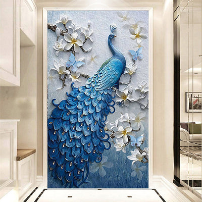 Cuadro de Diamantes 5D Pavo Real Azul - Pintura Decorativa para Porche - Image 4