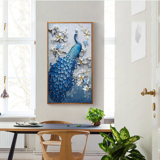 Cuadro de Diamantes 5D Pavo Real Azul - Pintura Decorativa para Porche - Image 6