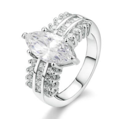 Anillo de Circonia Cúbica Baño de Platino - Diseño Moderno y Elegante