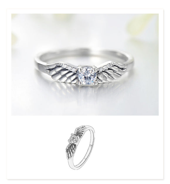 Anillo de Alas de Ángel con Diamantes Estilo Europeo y Americano