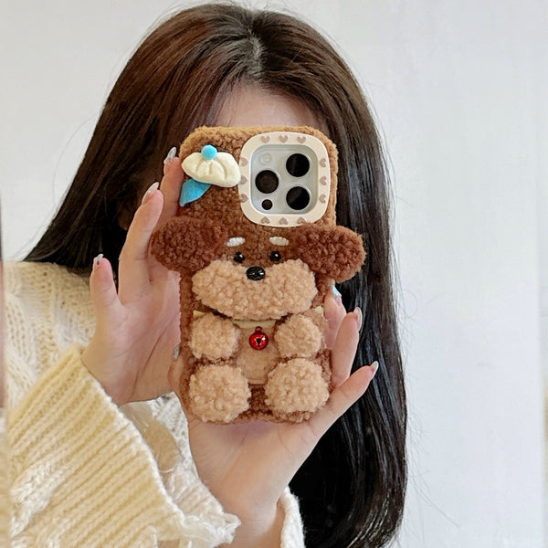 Nueva Funda de Peluche de Poodle para Teléfono