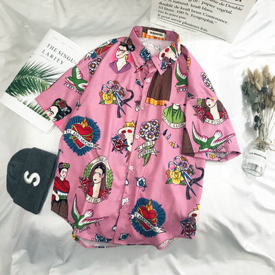 Camisa Holgada de Playa con Estampado Graffiti para Hombre y Mujer - Image 3