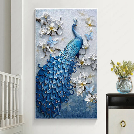 Cuadro de Diamantes 5D Pavo Real Azul - Pintura Decorativa para Porche - Image 3