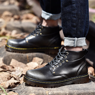 Botas Martin Hombre Corte Medio Estilo Británico Versátiles