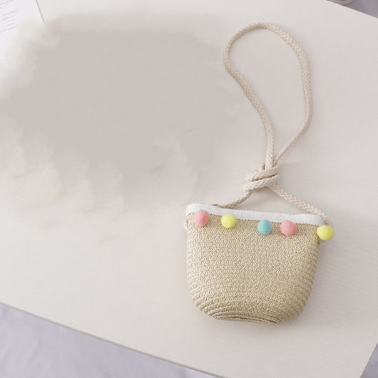 Conjunto de Bolsa y Sombrero de Paja Infantil de Color Sólido - Image 12