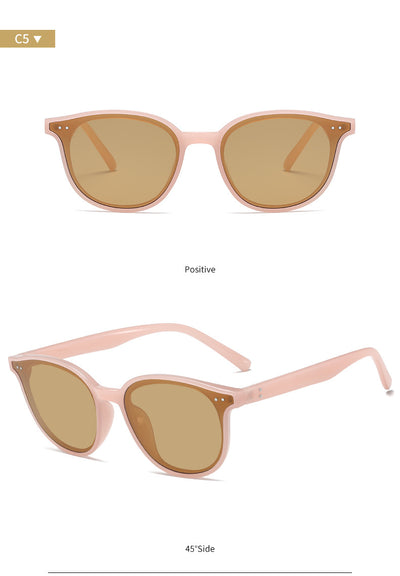 Jelly yellow frame sunglasses with green lenses, featuring a rounded cat-eye shape for UV protection and fashion. - Image 10