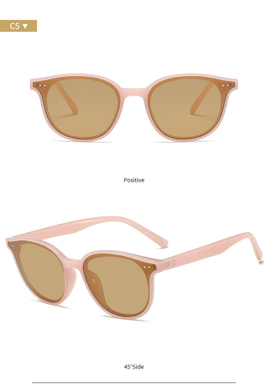 Jelly yellow frame sunglasses with green lenses, featuring a rounded cat-eye shape for UV protection and fashion. - Image 10