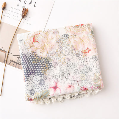 Pañuelo Floral de Encaje Algodón Suave para Mujer - Image 7