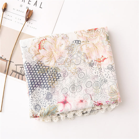 Pañuelo Floral de Encaje Algodón Suave para Mujer - Image 7