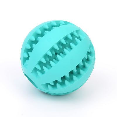 Bright green rubber pet toy ball with textured spikes and ridges for dental cleaning and food dispensing. - Image 5