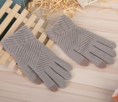 Guantes de Invierno para Mujer Tejidos de Lana - Manoplas Inteligentes Rayas Elegantes - Image 5