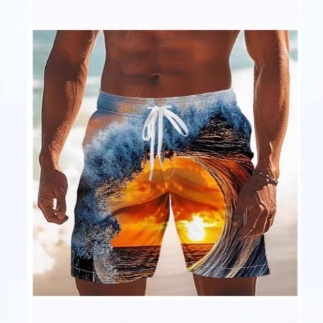 Shorts de Baño Casuales con Estampado Oceánico para Hombre - Image 3