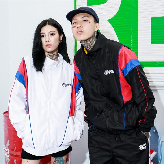 Chamarra Cortaviento Hip Hop con Costuras de Contraste - Estilo Urbano Tendencia