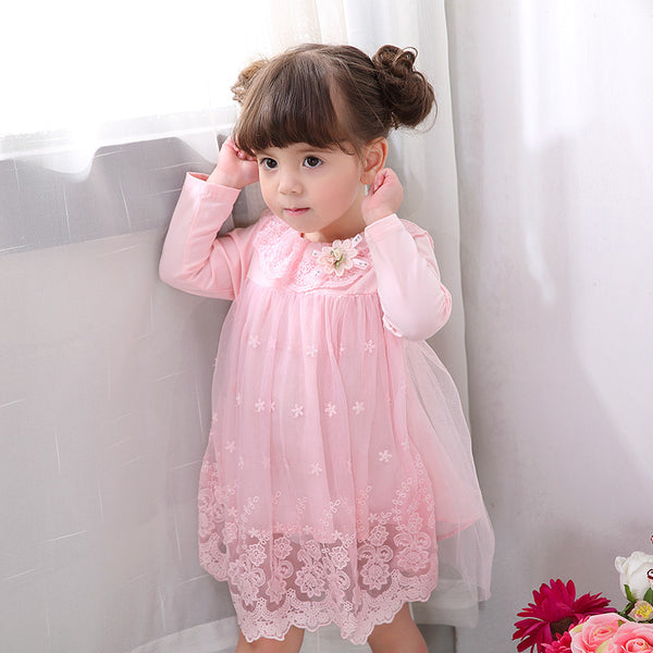 Vestido Princesa Manga Larga de Gasa para Bebé Niña 1-3 Años