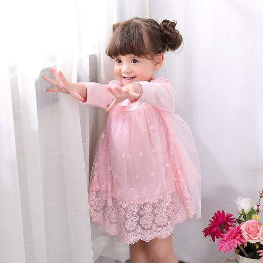 Vestido Princesa Manga Larga de Gasa para Bebé Niña 1-3 Años