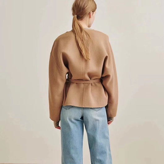 Abrigo de Lana Reversible con Cuello Cruzado - Image 2