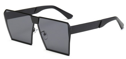 Silver-framed square polarized sunglasses with dark gray lenses and textured temples on a white background. - Image 7
