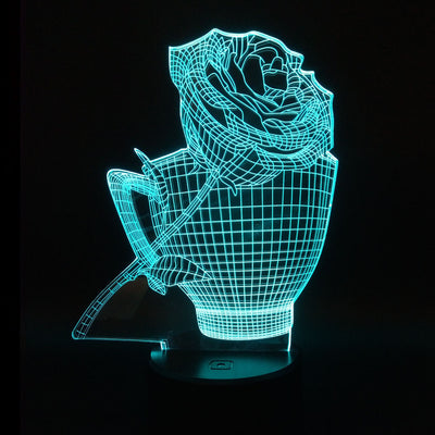 Lámpara Nocturna Rosa 3D con Efecto Floral - Image 2
