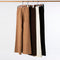 Pantalón Ancho de Cintura Alta con Cordón en Lana Suave y Textura Esponjosa