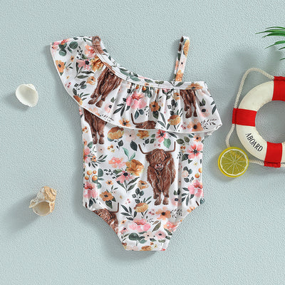 Traje de Baño Niña con Estampa Cabeza de Toro y Tirante Único - Image 13