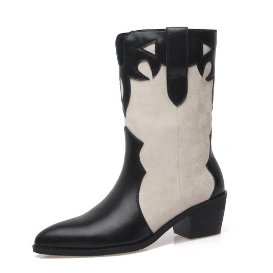 Botines de Tacón Bajo Punta Afilada con Estampado Lácteo - Image 2