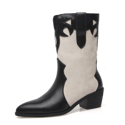 Botines de Tacón Bajo Punta Afilada con Estampado Lácteo - Image 2