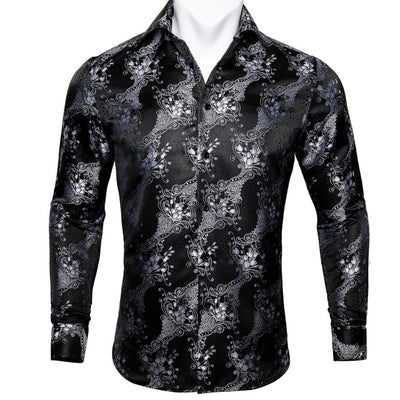 Camisa de Seda Estampado Paisley Azul Verdoso - Diseño Floral Sofisticado para Hombre - Image 41