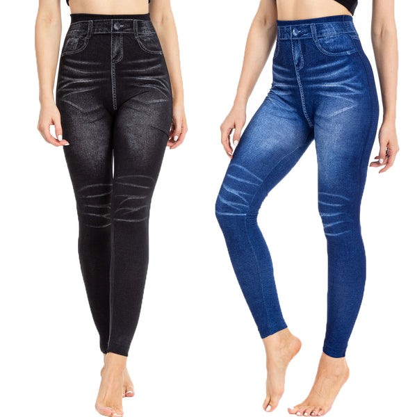 Leggings de Mezclilla Estampados con Pliegues - Comodidad y Estilo