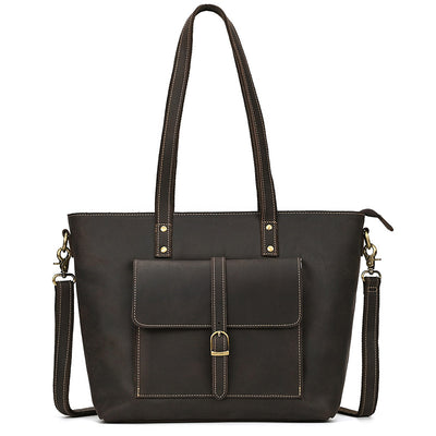 Bolso Tote de Cuero Crazy Horse Gran Capacidad - Image 8