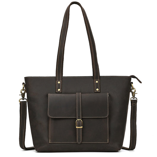 Bolso Tote de Cuero Crazy Horse Gran Capacidad - Image 8