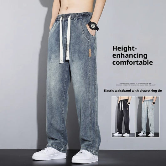 Pantalones Casuales Hombre Cintura Elástica Estilo Retro Americano