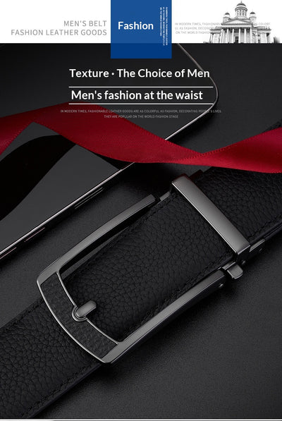 Cinturón de Cuero para Hombre con Hebilla Automática y Textura Grabada - Image 6
