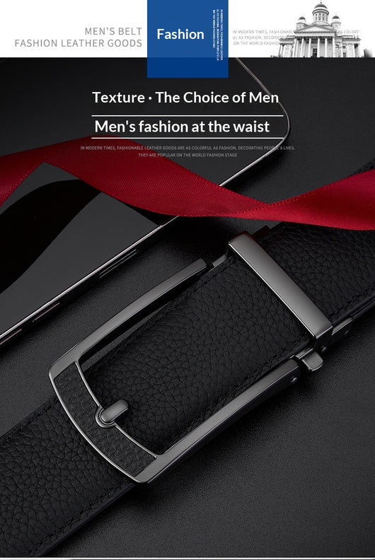 Cinturón de Cuero para Hombre con Hebilla Automática y Textura Grabada - Image 6
