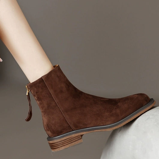 Botas Retro Francesas de Tacón Grueso y Punta Cuadrada para Mujer - Image 3