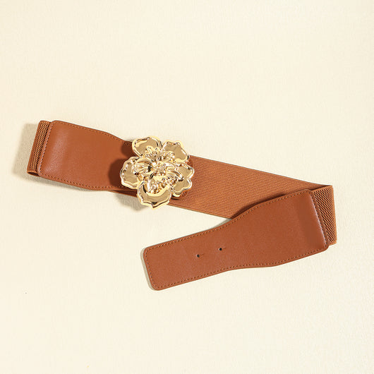 Cinturón Elástico para Mujer con Hebilla Floral Dorada - Accesorio Elegante para Vestidos - Image 24