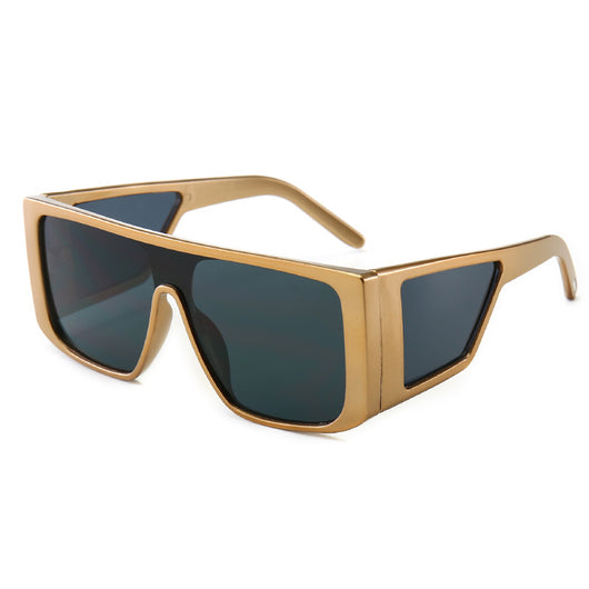 Large square-leg sunglasses with a tortoiseshell frame and brown lenses, angled on a white background. - Image 9