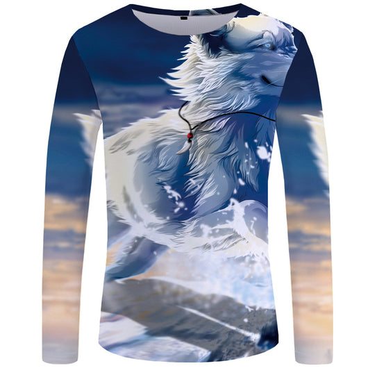 Camiseta Manga Larga Serie Lobo Impresión 3D para Hombre - Image 2